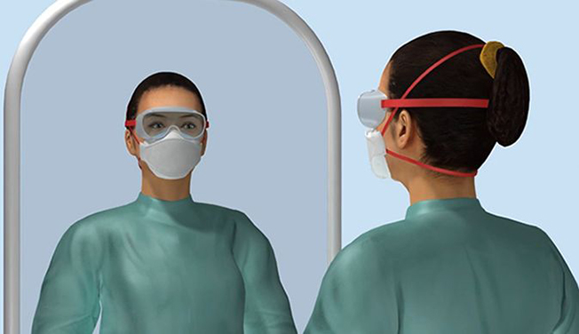 Video zum korrekten Aufsetzen der PSA Maske und Schutzbrille © RKI (verweist auf: Faltbare Atemschutzmaske OHNE Ausatemventil)